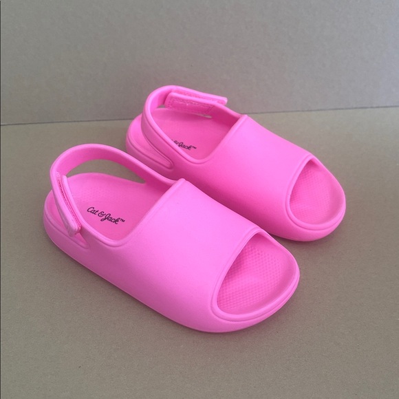 Cat & Jack Other - Cat & Jack NEON Pink slides with velcro strap! NWOT